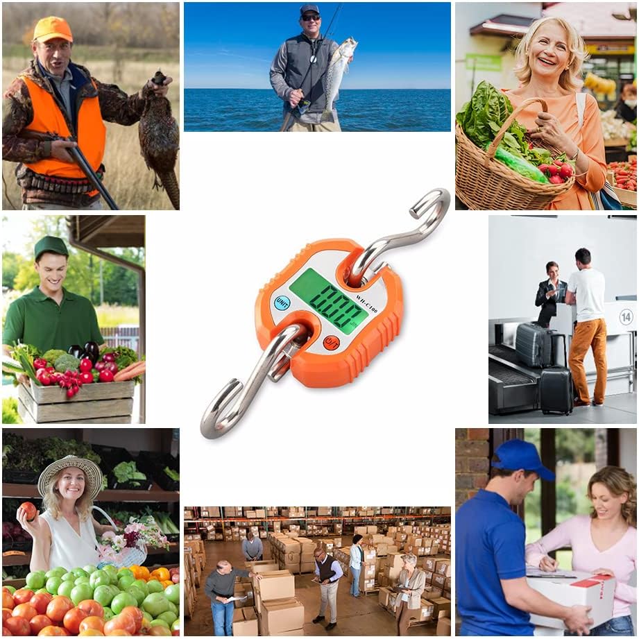 Digital ing Scale 150kg/ 330lb Portable Crane Scale LCD Back Steel Hook Scales for Farm Fishing Hunting Food Market Work