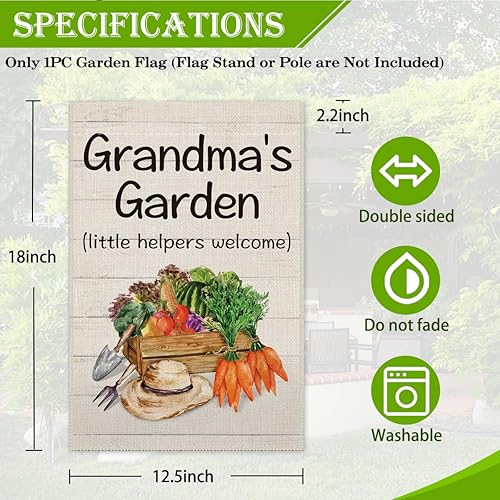 Miniatura 2 de Hafhue Grandma's Garden Little Helpers - Bandera de bienvenida para jardín, 12 x 18 pulgadas, doble cara para decoración de césped para exteriores,