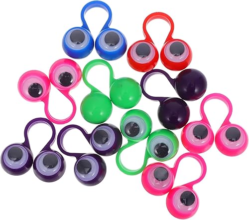 Toyandona 10 marionetas de dedo de ojo, anillos de ojos googly para niños, juguetes de fiesta de Halloween (color aleatorio)