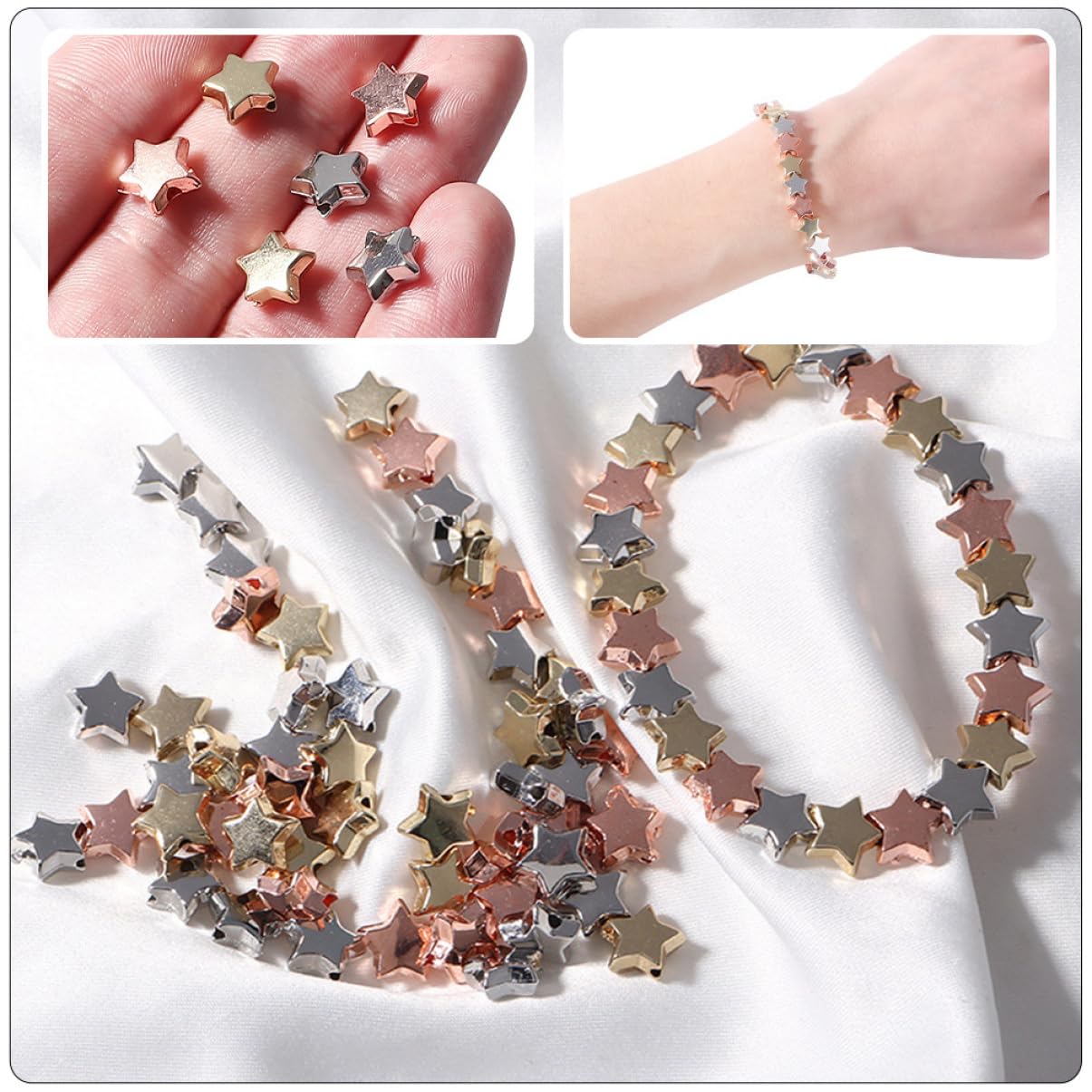Gadpiparty 5 Set Perline Forma Stella Per Bigiotteria Fai Da Te Da Perline Distanziatrici Leggere E Resistenti Per Collane E Bracciali Per Creazioni Artigianali Uniche E 300 Pezzi*5