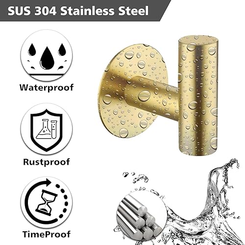 Miniatura 9 de Bntuk Ganchos adhesivos para toallas de baño, ganchos de ducha impermeables de acero inoxidable, ganchos para colgar ropa, ganchos de pared para