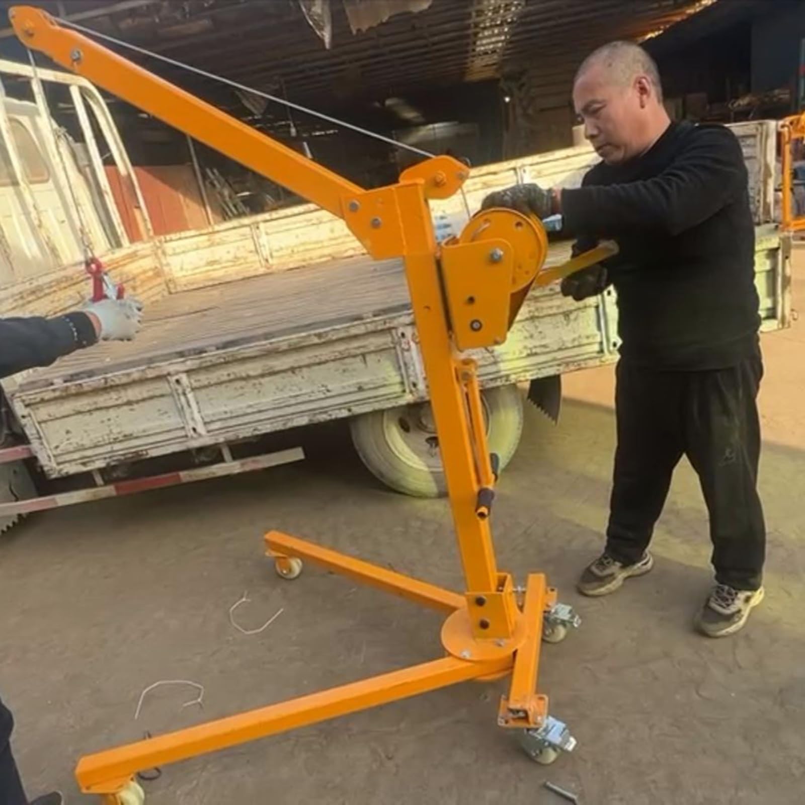 Gruetta Pieghevole Sollevatori Staccabili Con Argano Autobloccante A 2 Vie, Per Impieghi Gravosi Paranchi Per Gru Per Sollevamento Di Carichi Pesanti, Per Esterni Officine(Load 500kg/1102lbs)