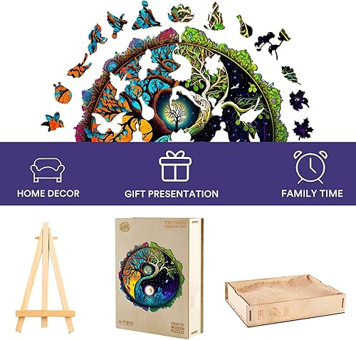 Miniatura 5 de JIGFOXY Rompecabezas de madera para adultos, rompecabezas de madera del árbol de la vida, rompecabezas únicos de forma zen, regalos de Navidad de