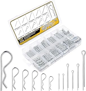 Cotter Pin Assortment Kit - 250Pcs Hairpin Cotter Pins & Cotter Pin Set, Cotter Key R Clips for Hitch, Lawn Mower, Truck(Zinc Plated Steel)