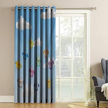 Amazon｜保育室遮光グロメットカーテン ブルー マルチカラー