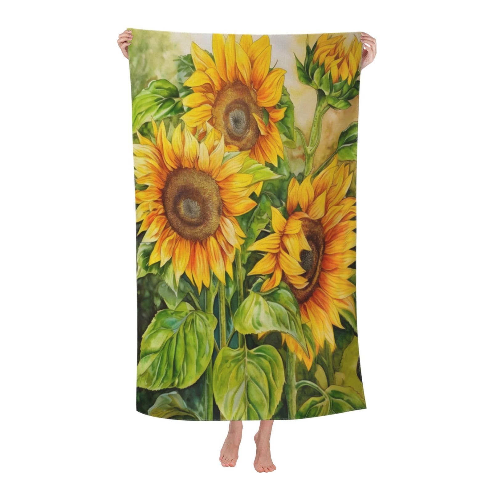 LSRCPD Beach Towels Sunflowers5 Bath Gym Swimming Sports For Men Women 80X130Cm