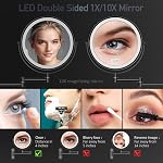 Rocollos Miroir de maquillage mural lumineux rechargeable avec 3 Lumières de couleur, écran tactile variable,8 1 cm LED Double face 1X/10X Amplificateur 360°Flexible 13 Rétractable de pouce