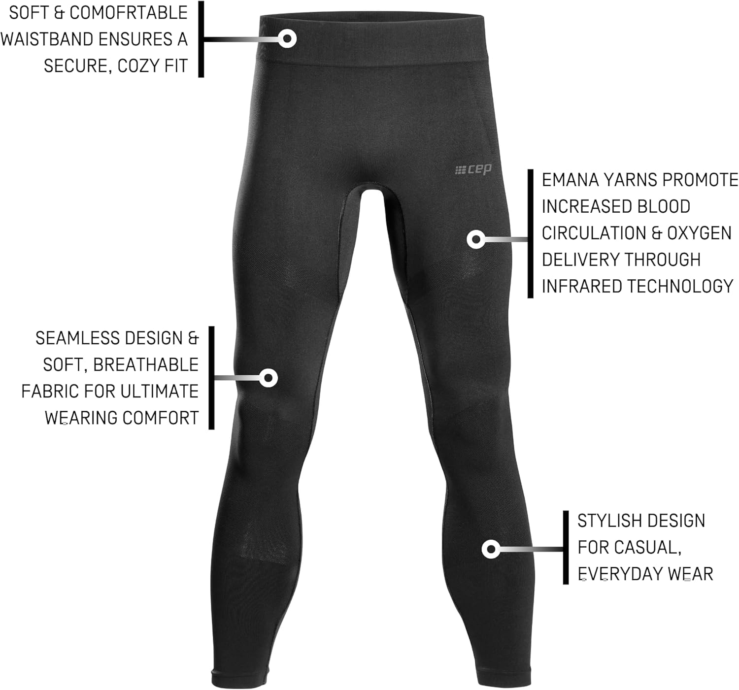 CEP Infrared Recovery Seamless Tights for Men - Performance Leggings for Faster Recovery and Accelerated Post-Workout Healing