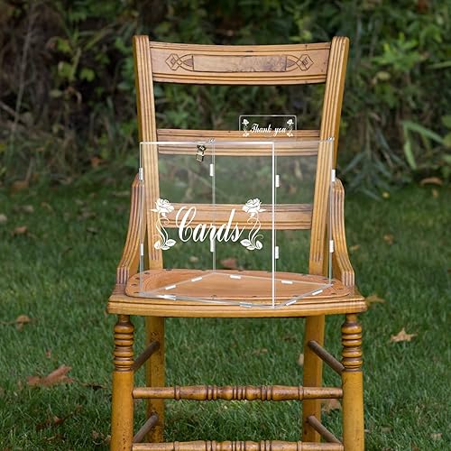 Miniatura 5 de FCDECOR Caja de tarjetas de boda blanca con cerradura cajas de tarjetas de boda para recepción soporte de dinero con letrero de tarjeta para