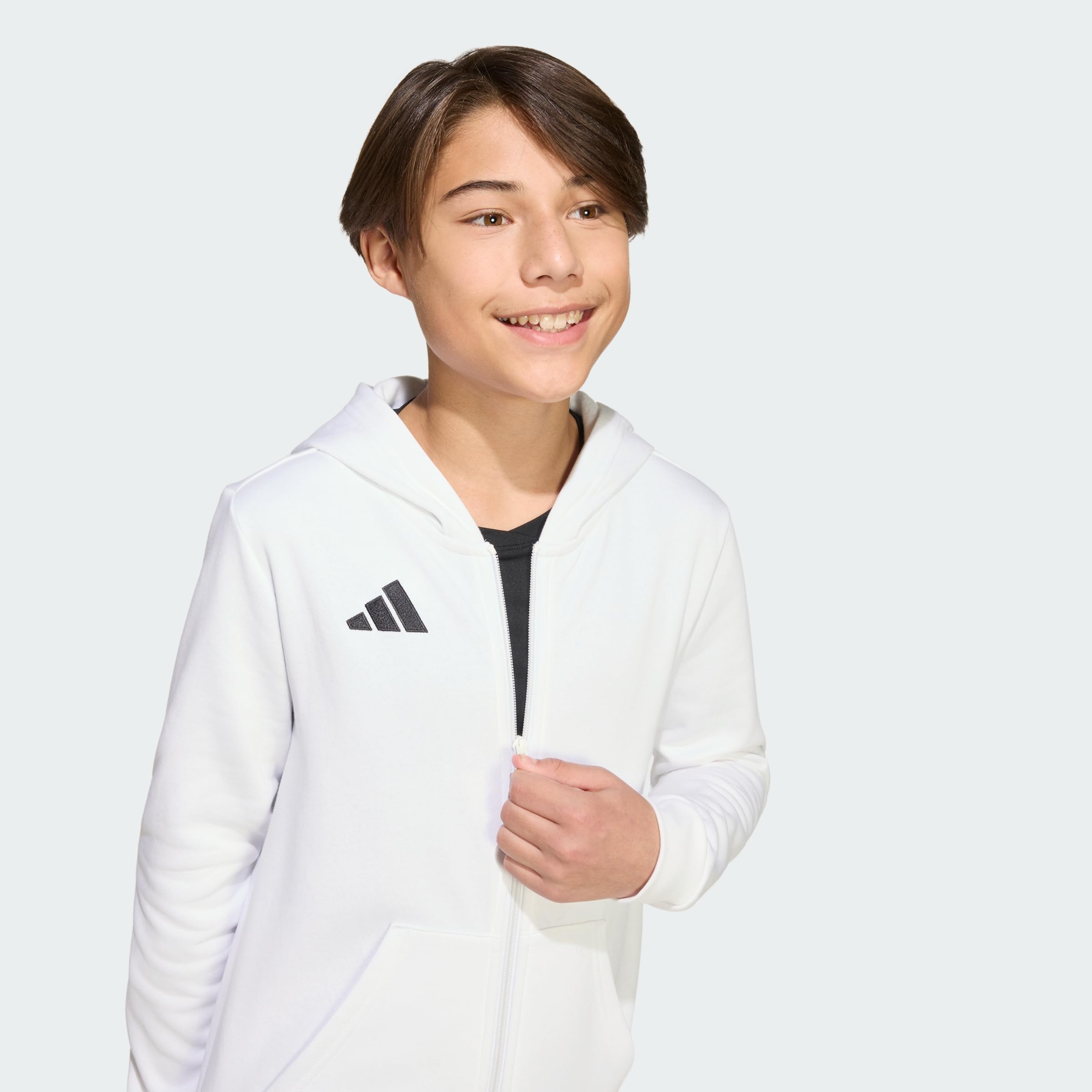 adidas Uniseks - dzieci Entrada26 Full Zip Hoodie Kids Sweatshirt, white/black, 13-14 Years