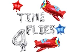 Airplane Birthday Party Supplies - Time Flies Balloon, Aviator Number Mylar Foil Decorations