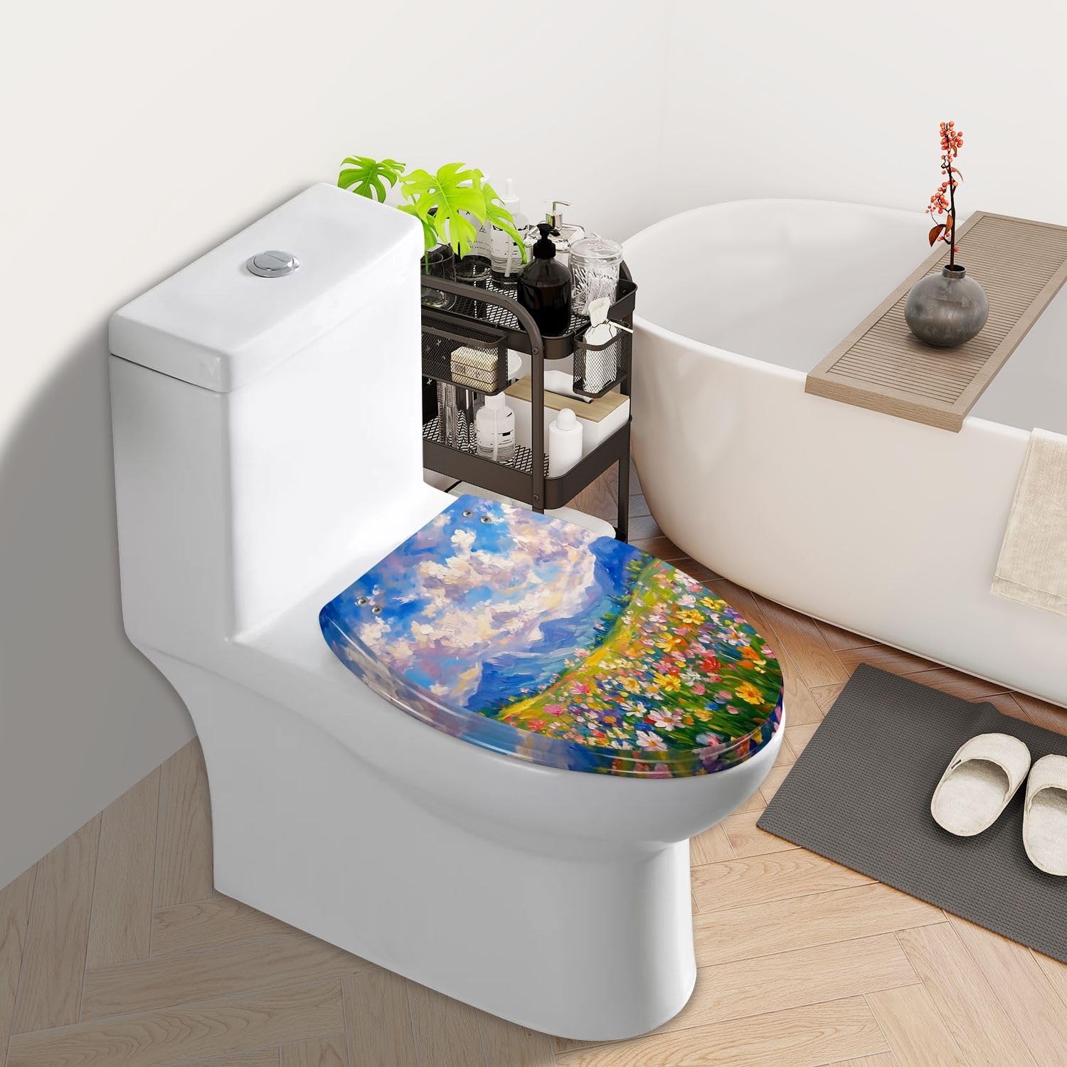 Sedile WC allungato generico con chiusura ammortizzata per bagno