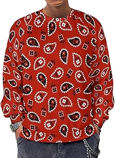 Red Bandana Men's Sweatshirts Basic Crew Neck Long Sleeve Pullover Sweater Tees Tops