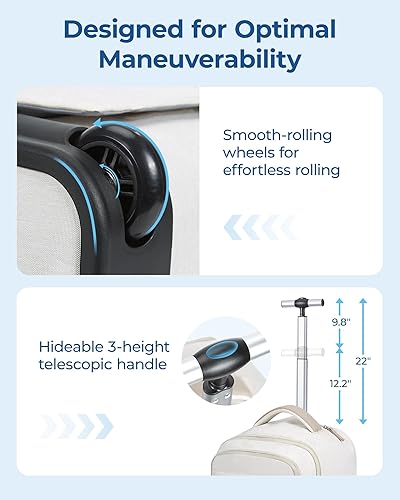 Miniatura 5 de BAGSAMRT Mochila con ruedas para laptop, mochila de viaje para hombre, Beige, Mochilas de mochila