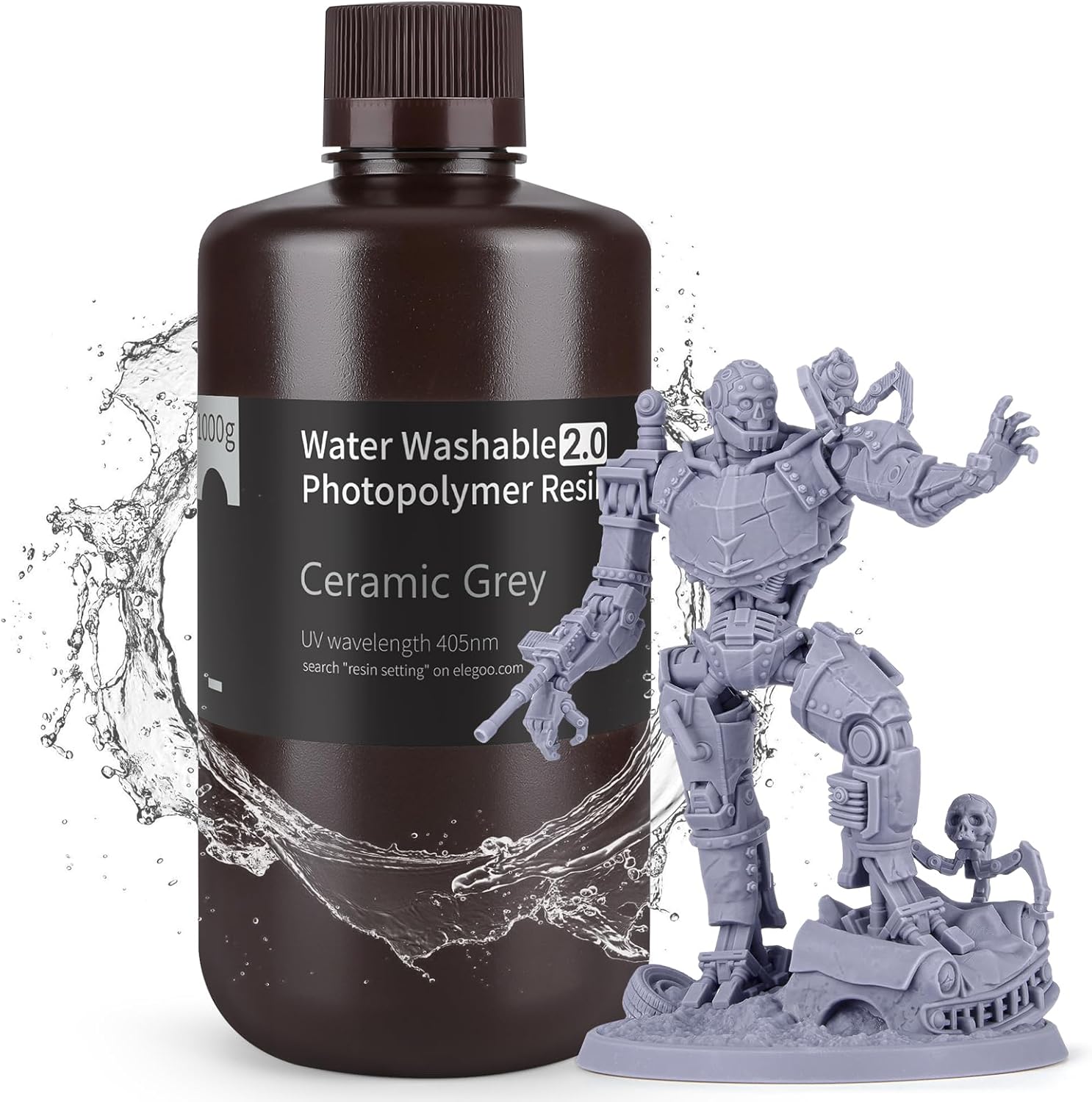 ELEGOO Mercury Plus 3.0 Larger Wash and Cure Station and ELEGOO Upgraded Water Washable Resin 2.0 1kg Gray