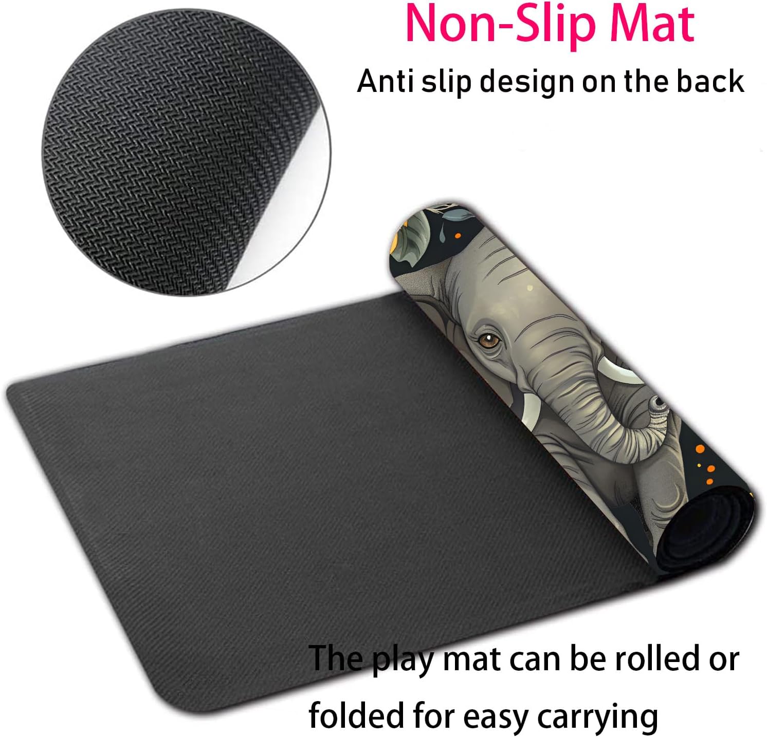 Large Gaming Mouse Pad + Mouse Wrist Rest Pad + Coaster Combination, 31.5 "x 11.8" Durable Non-Slip Extension Table Mat, Suitable for Office and Home, Baby Elephant and Sunflower