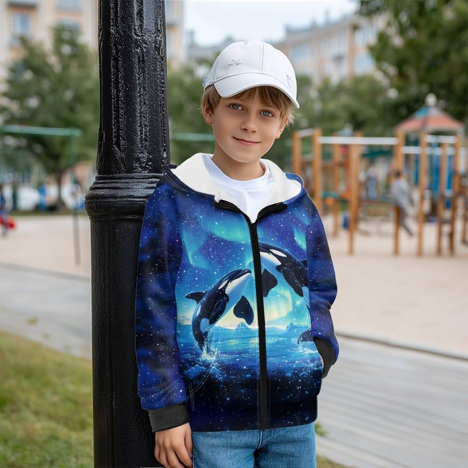 ZFRXIGN Kids Zip up Hoodie Size S-XL Thin Jacket Baggy Sweatshirt Plain Tops Streetwear Clothes