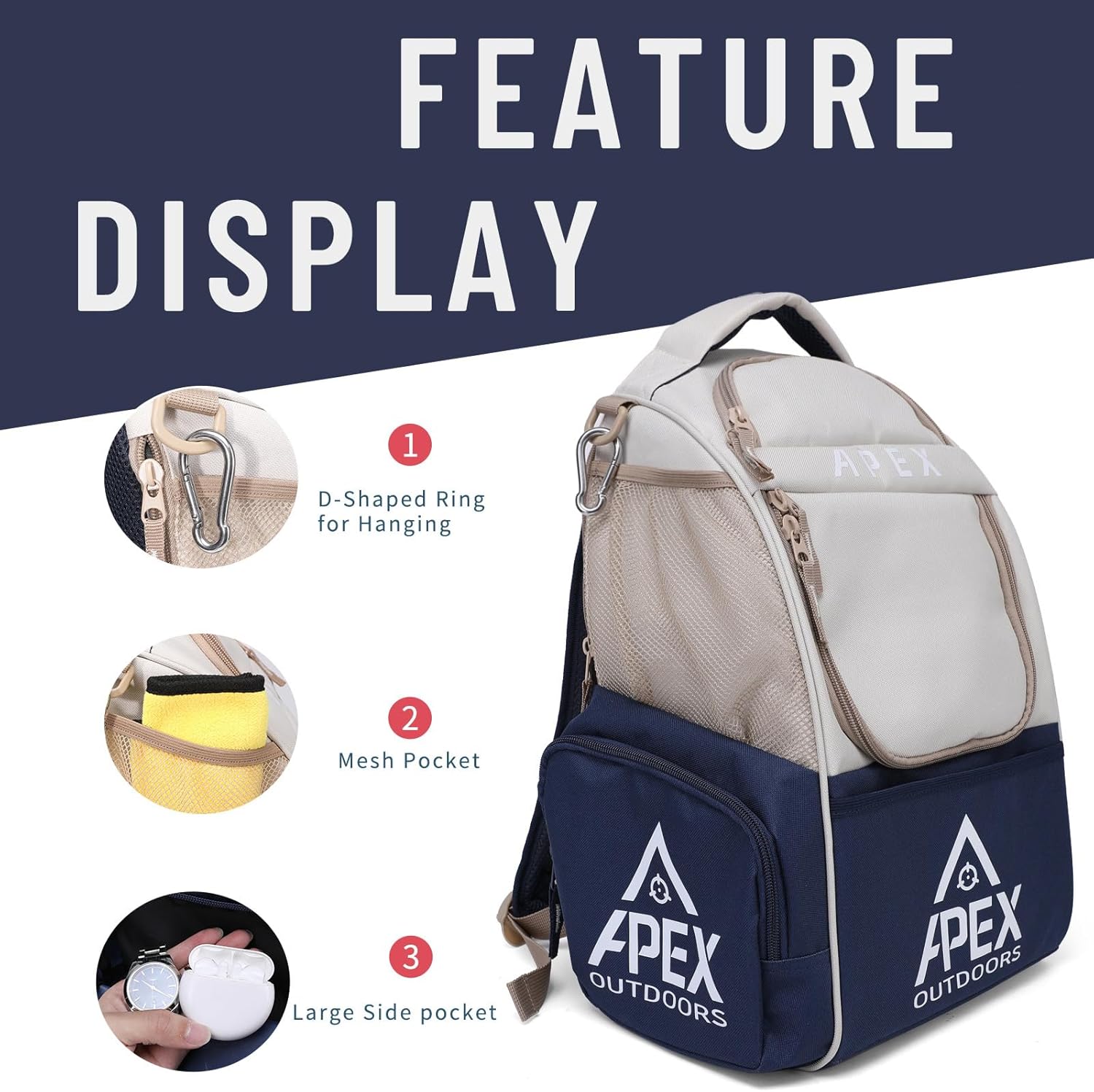 Disc Golf Bag, Large Disc Golf Backpack Holds Over 21 Discs, Durable & Lightweight with Multiple Storage Pockets