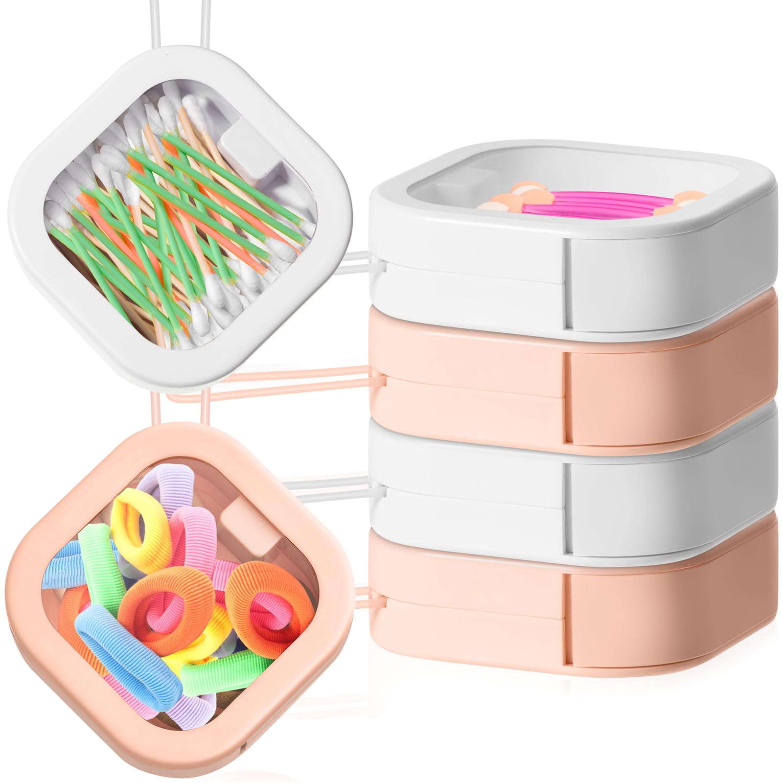 Set di 3 barattoli dispenser per cotton fioc da bagno - Supporto in plastica rosa per cotton fioc, dischetti di cotone, stuzzicadenti | Leroy Merlin