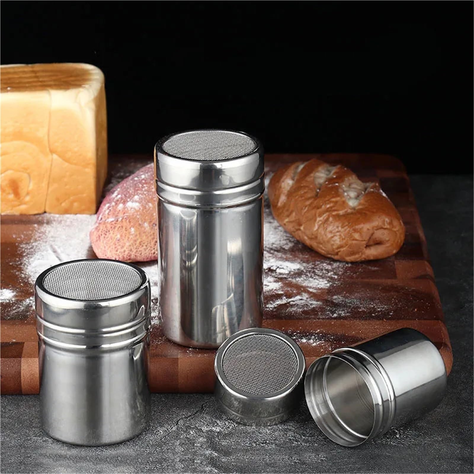 2 cocteleras de café Acero Inoxidable para Casa | Filtros de tamiz de azúcar, espray de espuma, herramientas for barbacoa y pastel de cocina con tapa(L)