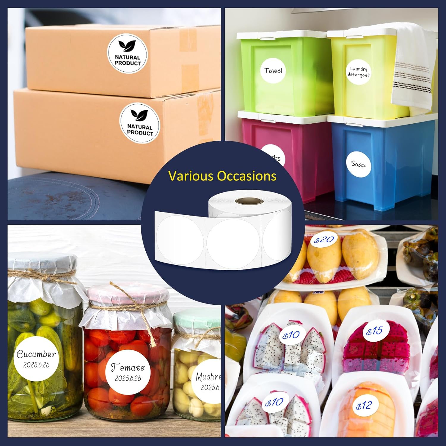 L LIKED 2" Round Direct Thermal Labels for Block, Permanent Adhesive Circle Label & Compatible with Rollo, Zebra and Other Desktop Printers (10 Roll, 7500 Labels) - Image 8