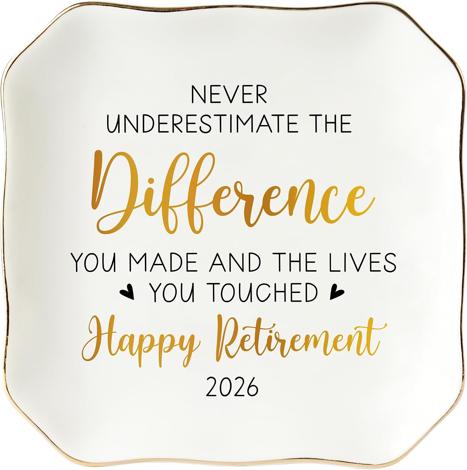HEXMOZ Retirement Gift for Woman - Retirement Gifts for Women 2026 | Retired Gift for Coworker, Boss, Employee, Teacher, Nurse- 4.5"x4.5" Ceramic Jewelry Dish Tray