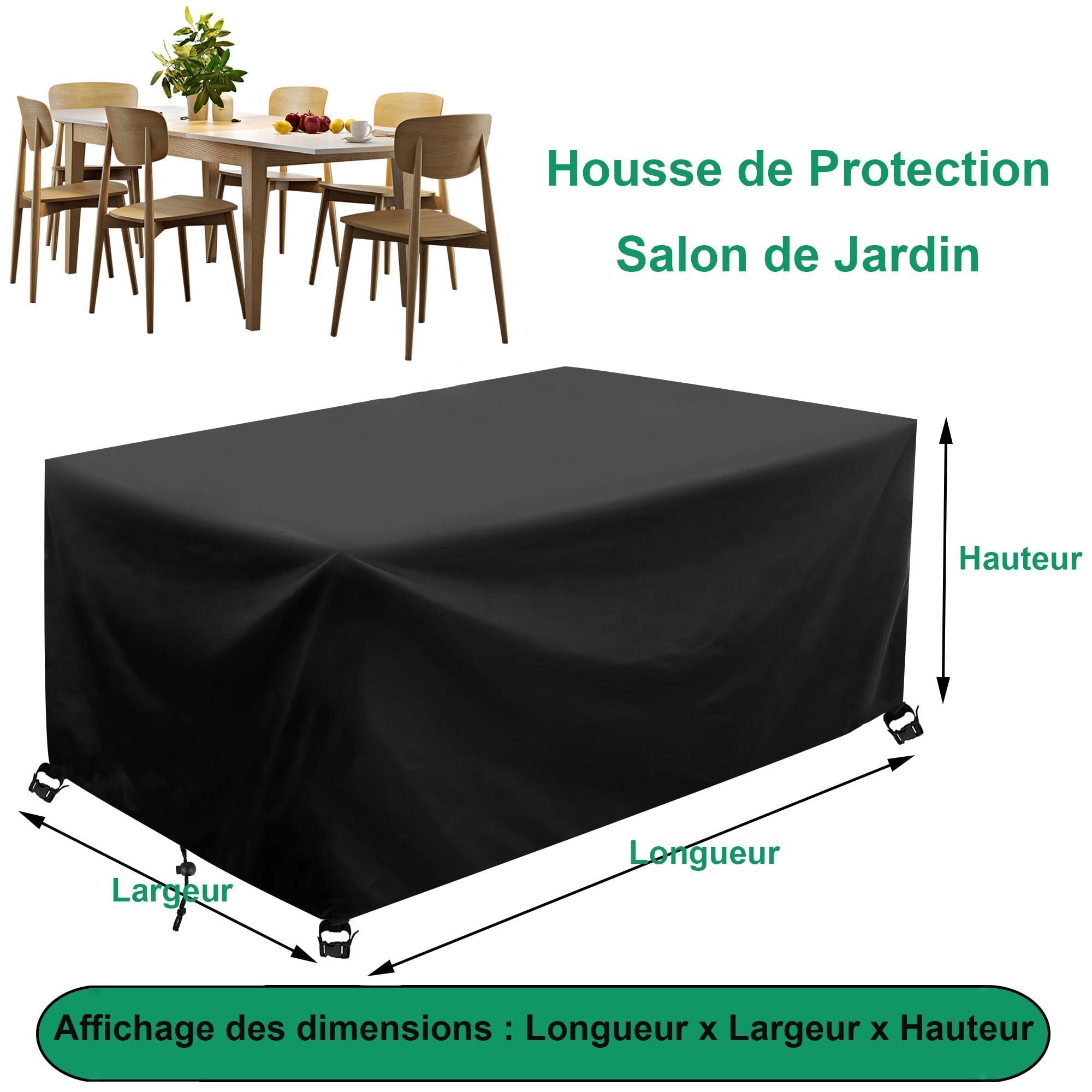 Abdeckung Gartenmöbel Winterfest 330x250x85cm/LxBxH Wasserdicht und Winddicht 420D Oxford Gewebe Outdoor Schutzhülle für Terrassenmöbel-Schwarz