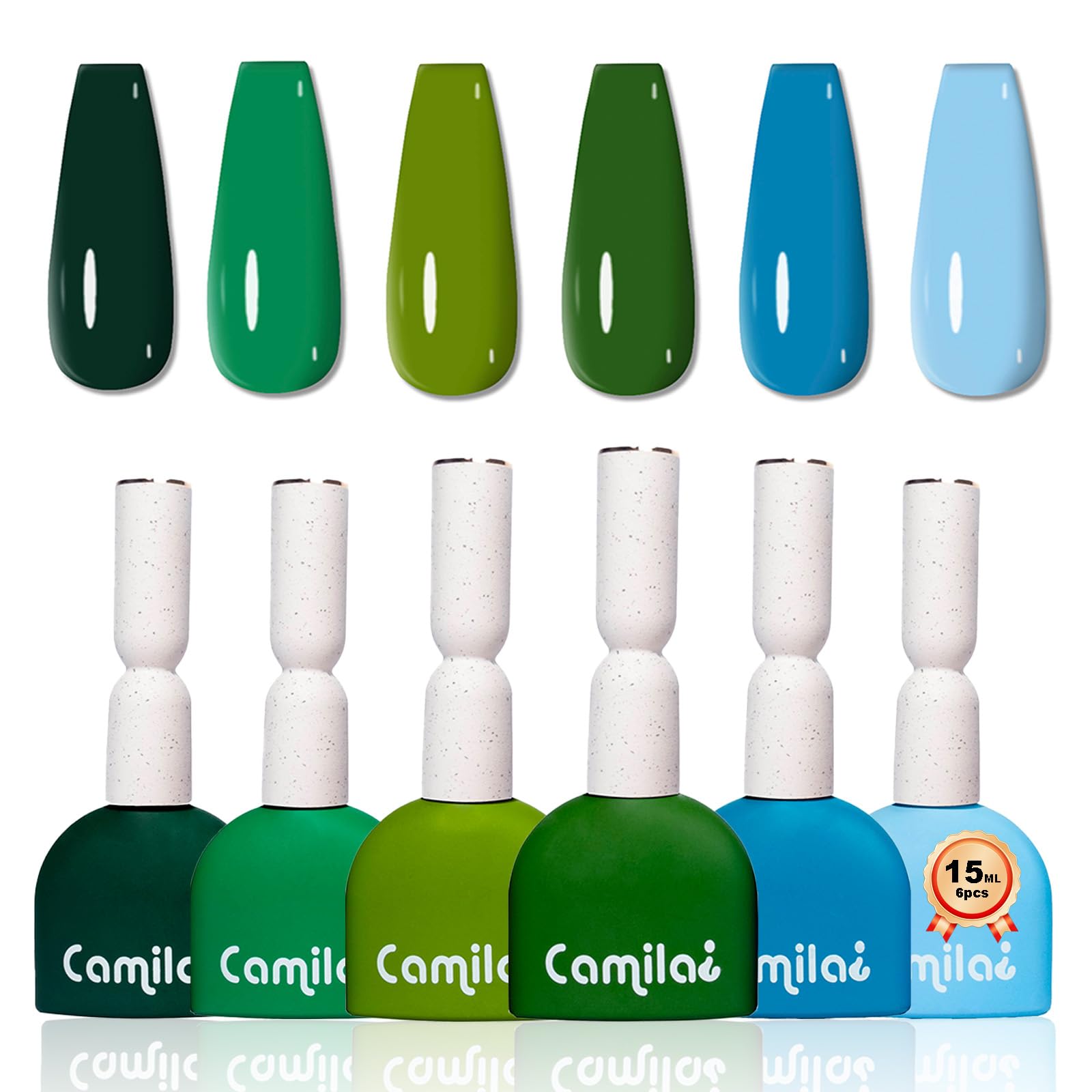 Camila ¿Esmalte semipermanente para uñas 6 colores, set de sal marina estilo bosque, gel para uñas con fototerapia UV LED, manicura profesional de salón 15ML(camilaE)