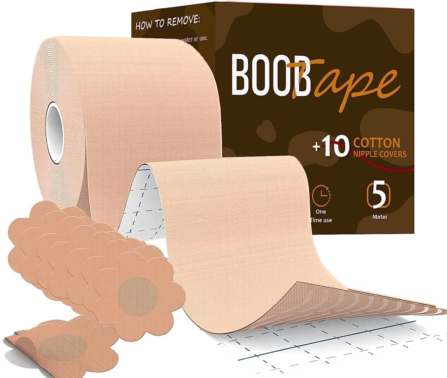Boob Tape with 10 Nipple Pasties & 36 Fashion Tape Body Tape for Women Push Up & Lifting Breast Tape Breast Lift Bra Tape Bob Tape for Breast Lift Double Sided Tape for Clothes Brown-image-40