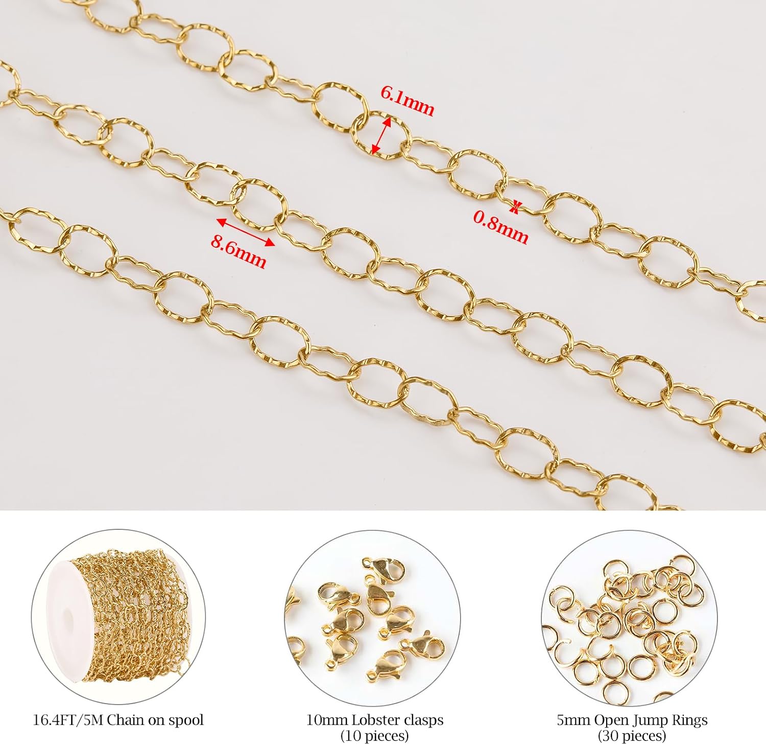 KYUNHOO Gold Plated Stainless Steel Neckalce Chains Bulk with Connectors