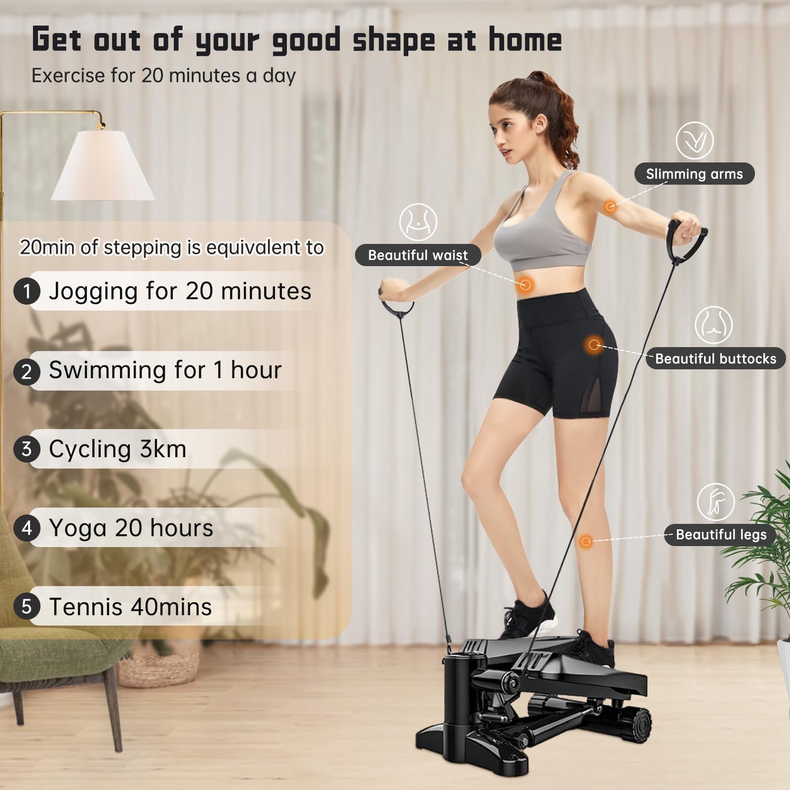 Stepper per casa, mini stepper, resistenza regolabile stepper con display intelligente, Stairmaster, Homtrainer (01 - La resistenza non è regolabile)