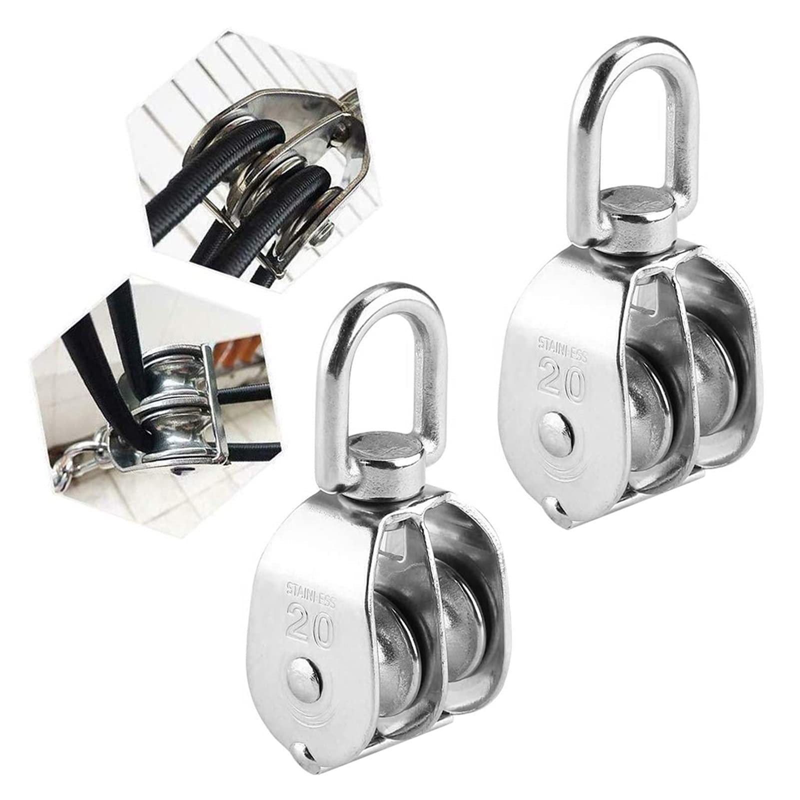 Buy Pulley Blocks, Stainless Steel Pulley M20 Single Wheel Swivel