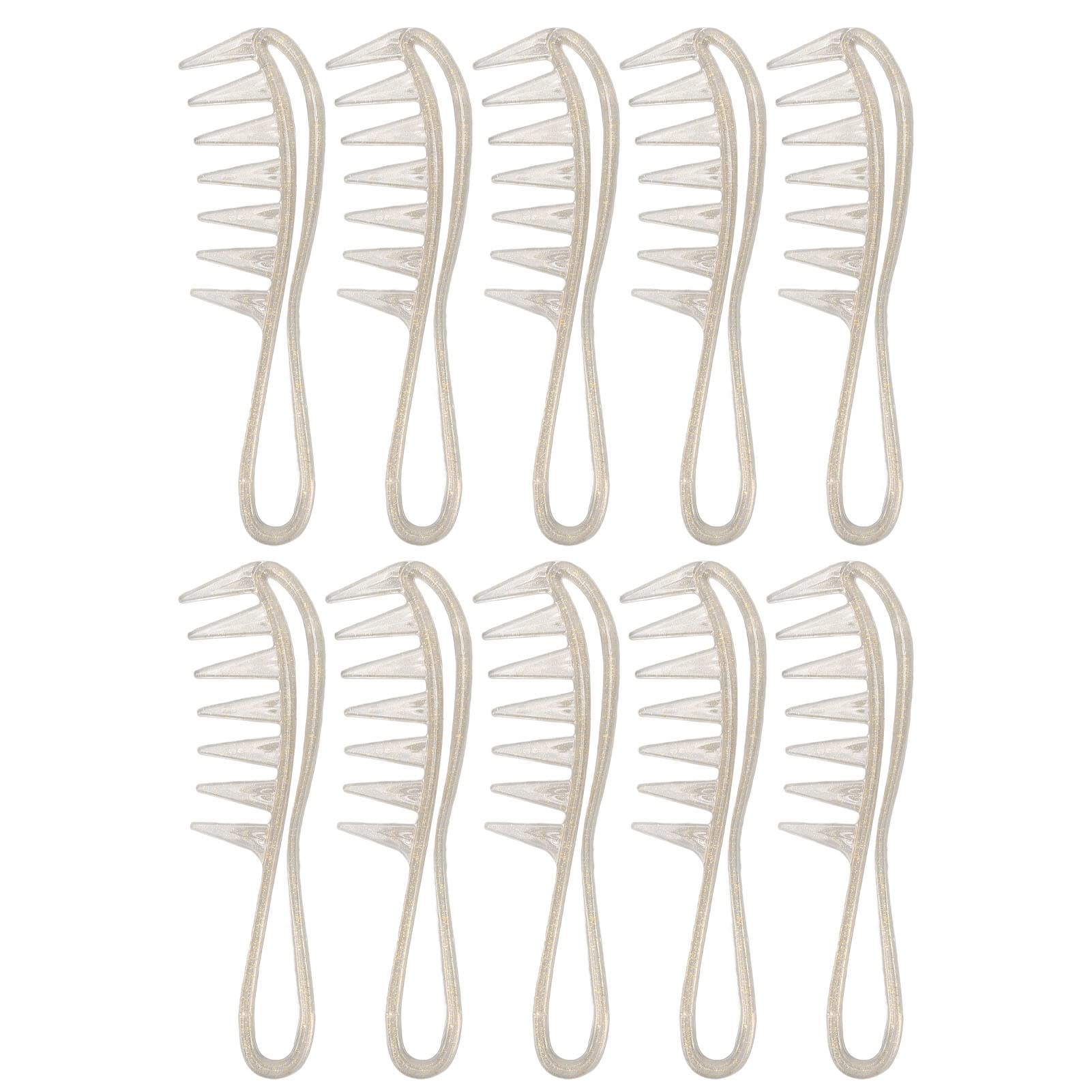 Wide Tooth Comb 10 Pack | Ergonomic Detangling Comb for Wet & Curly Hair | Rounded Teeth Reduce Scalp Injury/Portable Hair Styling Tool | ABS Material for Men & Women (Glitter Gold)