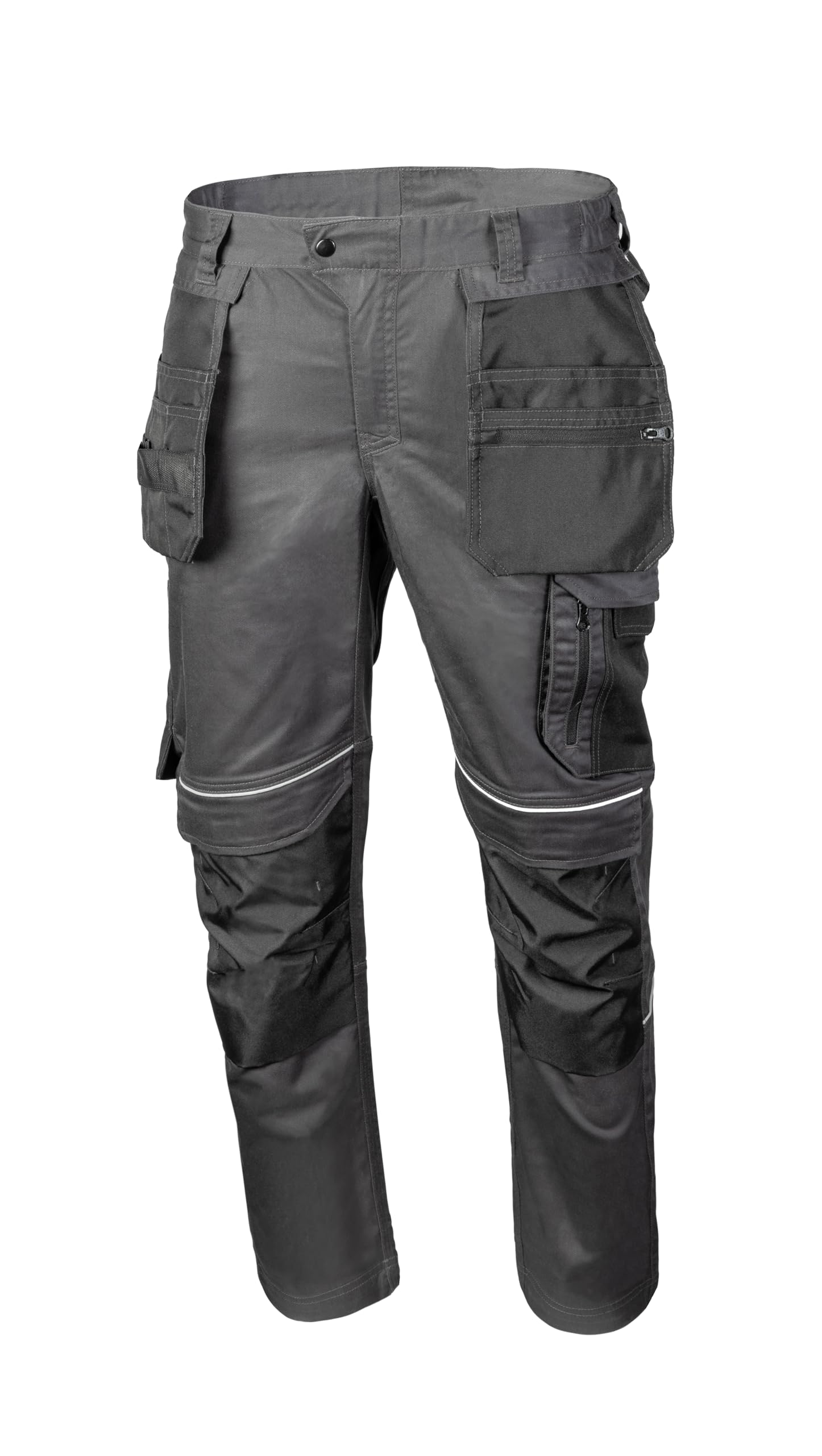Högert Technik HASSO Pantalones de Trabajo, Pantalones de Seguridad, elásticos, Reforzados, Gris Oscuro, Resistentes, Bolsillos para Herramientas, Rodilleras, Pantalones de construcción,