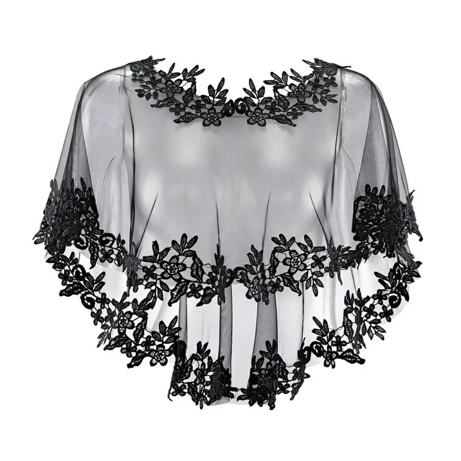 Boda Estola Chal de encaje informal for mujer, for fiesta, novia, boda, vestido noche, estilo capa, chal gasa transparente ligera para novia, cosplay, reunión, cita