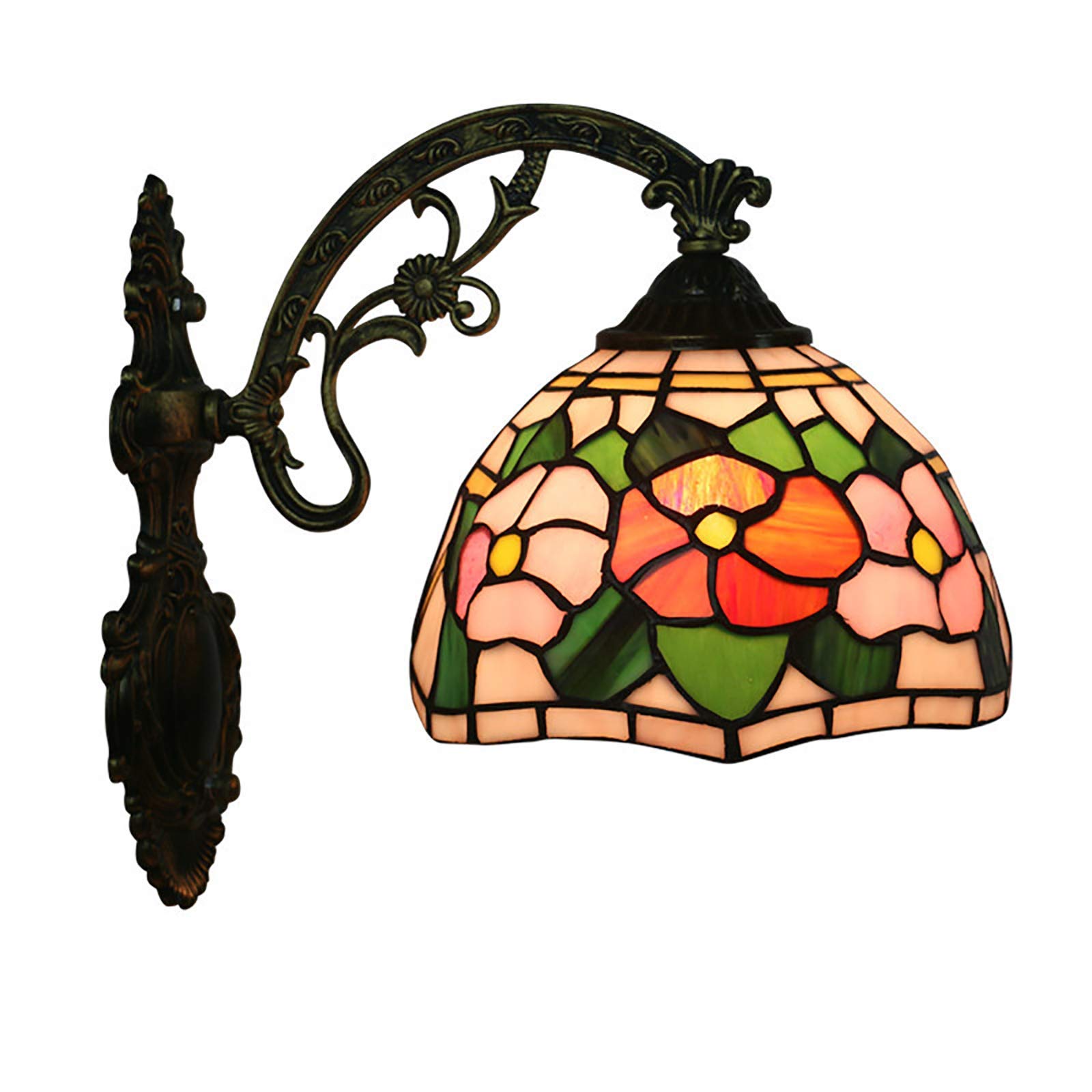 HYJAUSXB Wall Lamps Sconces Applique Corridor, E27 Glory Morning Rustic with Colored Glass Lampshade, Baroque Pastoral Lighting for Decoration