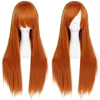 Vista 2 de anogol Vocaloid 32" 80 cm de largo recto de Cosplay peluca Pelucas Para Fiestas Halloween, Anaranjado