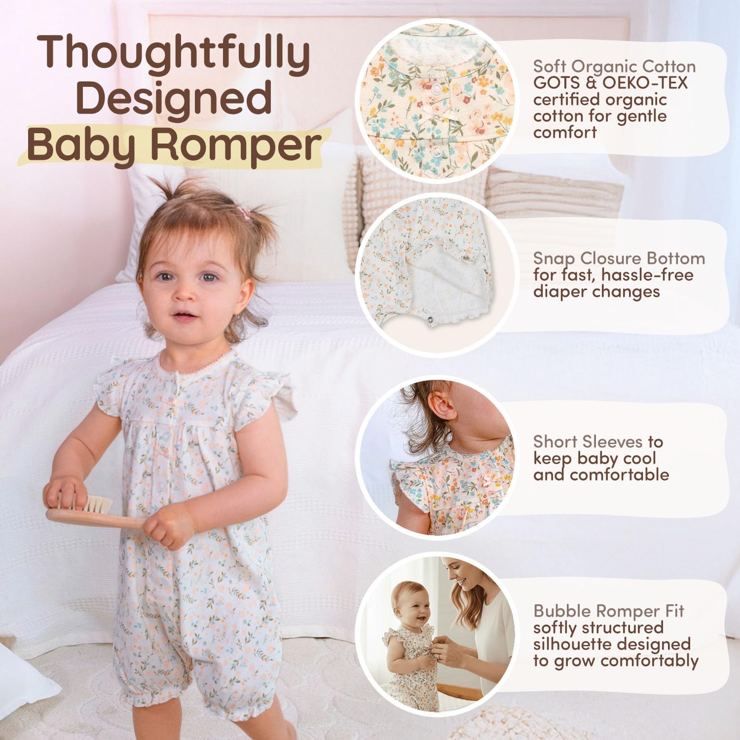 2-Pack Short Sleeve Baby Girl Rompers