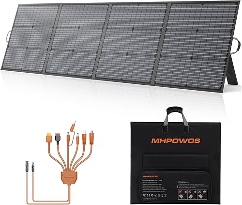 Miniatura 1 de Panel solar portátil de 220 W, paneles solares plegables ligeros de 20 V completos con un soporte ajustable, cargador impermeable IP67 para