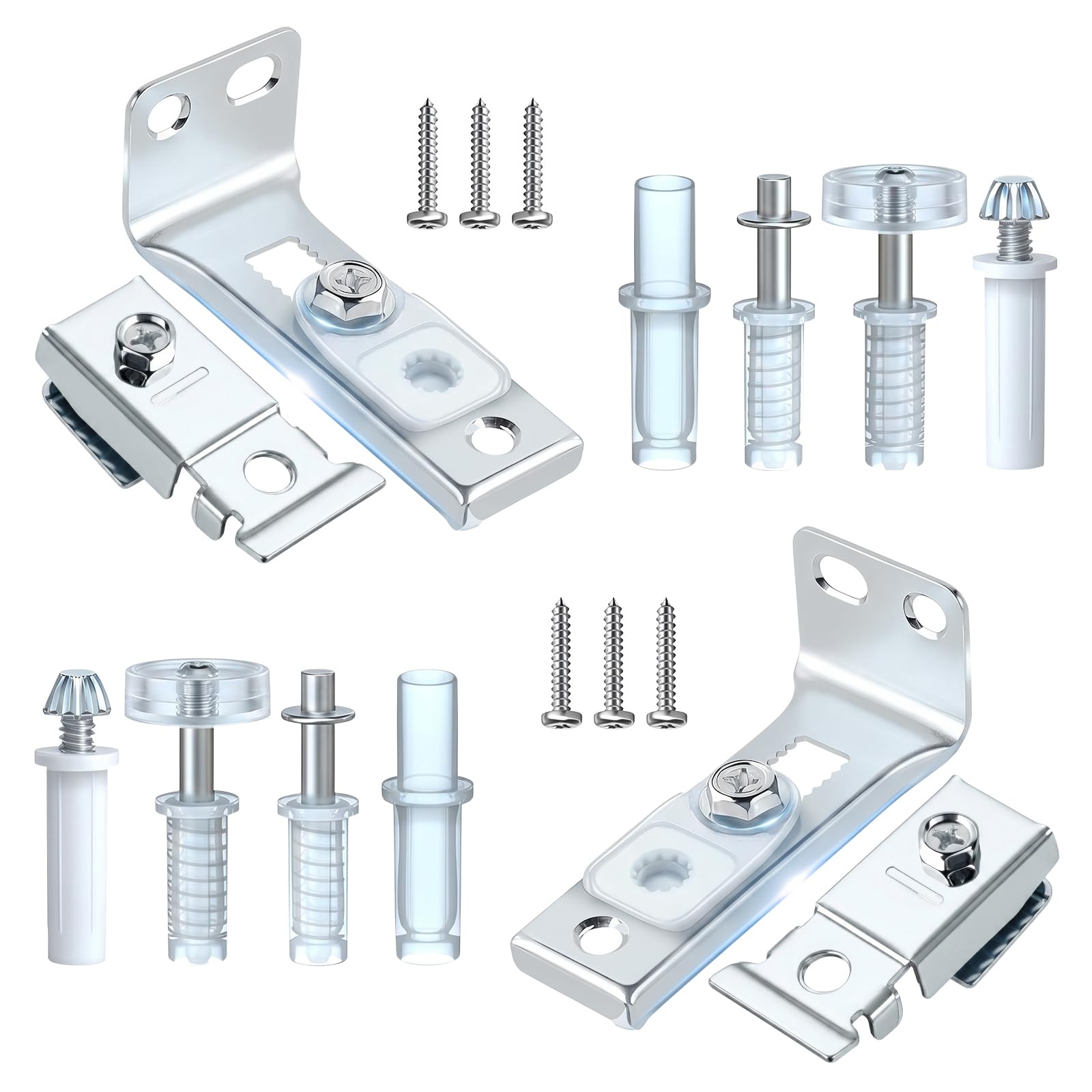 Bifold Door Hardware Repair Kit, 2 Pack Bifold Closet Door Hardware, Folding Door Hardware Include Top & Bottom Bracket, 3/8" Pivot, 7/8" Guides Wheel, for Folding Pocket Door Replacement