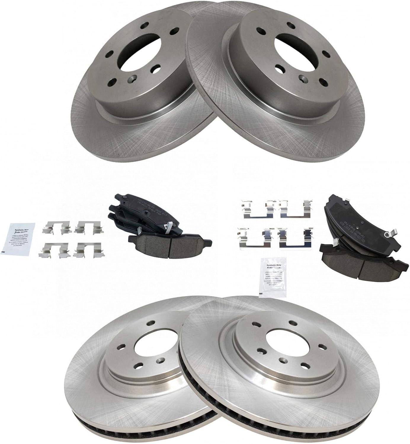 TRQ Front and Rear Brake Pad & Rotor Kit Brake Pads Brake Rotor Ceramic Compatible with 2006-2011 Buick Lucerne Cadillac DTS
