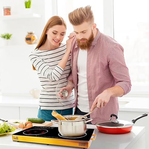 Miniatura 8 de Placa eléctrica de cerámica doble de 7000 W, estufa de encimera de doble quemador, placa infrarroja con 11 niveles de potencia, temporizador de 0 a