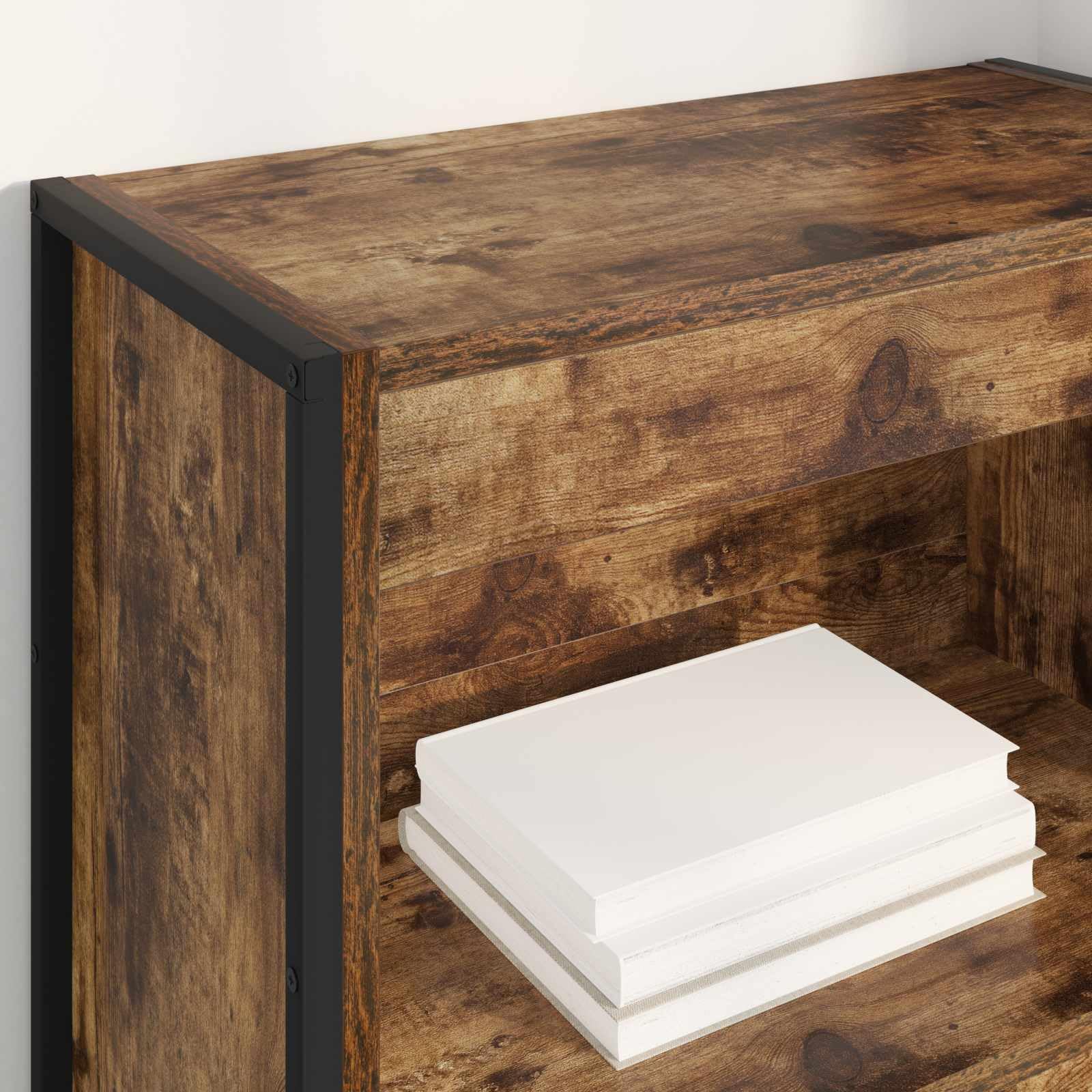 Raucharbe Regał na książki 60 x 30 x 155 cm, przemysłowy regał stojący z materiału drewnopochodnego z 3 półkami, stabilny do salonu, biura, sypialni