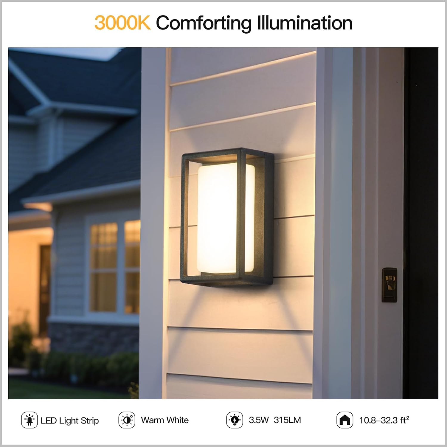 MVBT Modern Outdoor Wall Lights, AC100-240V LED Porch Lights Outdoor, 9.8" Sconce Light for House, Exterior Wall Light Fixtures Waterproof, 3000K Sconces Lighting for Outside Garage Patio Front Door