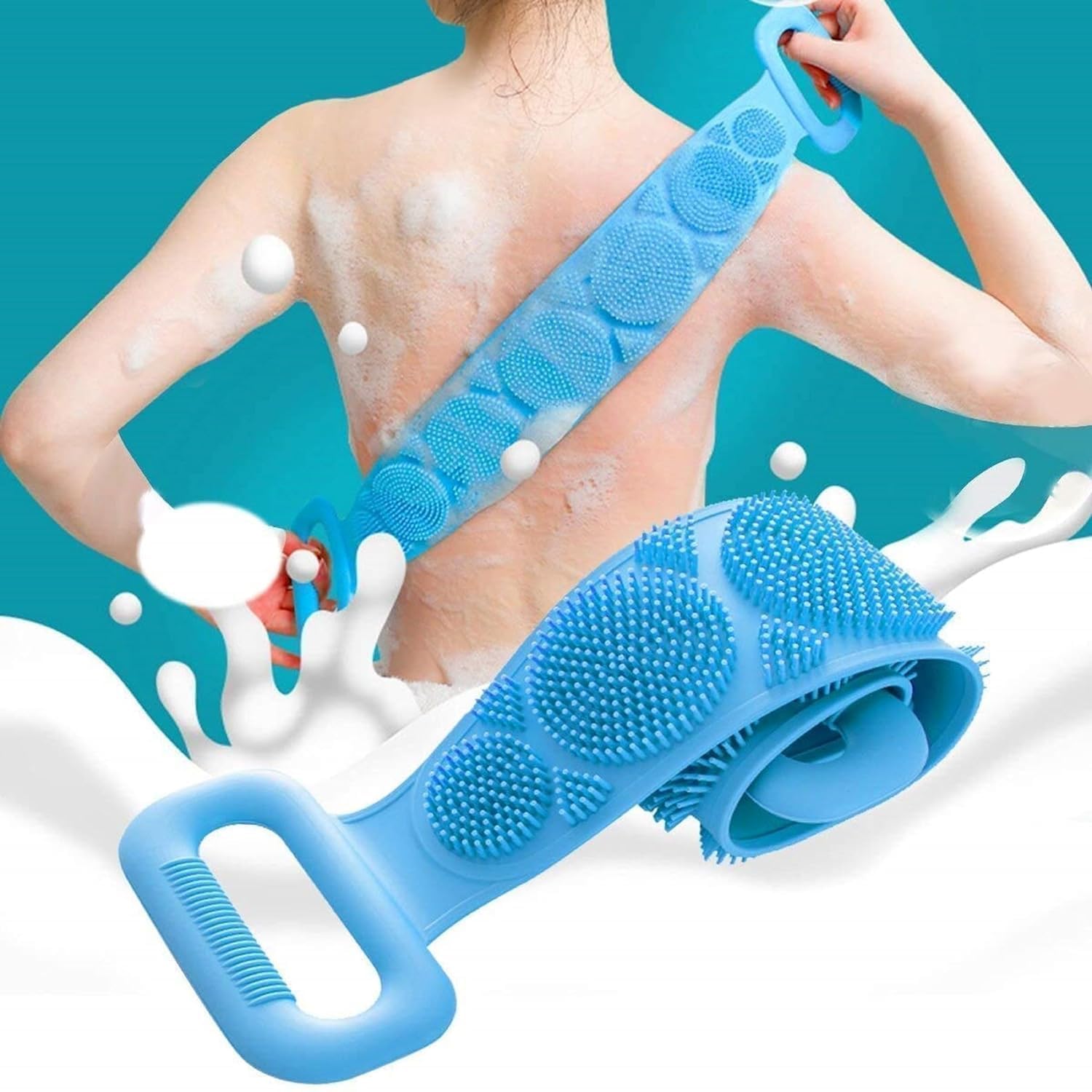 TEKCOOL Silicone Body Back Scrubber, Double Side Bathing Brush for Skin Deep Cleaning Massage, Dead Skin Removal Exfoliating Belt for Shower, Body Brush for Bathing (Medium);-picture-20