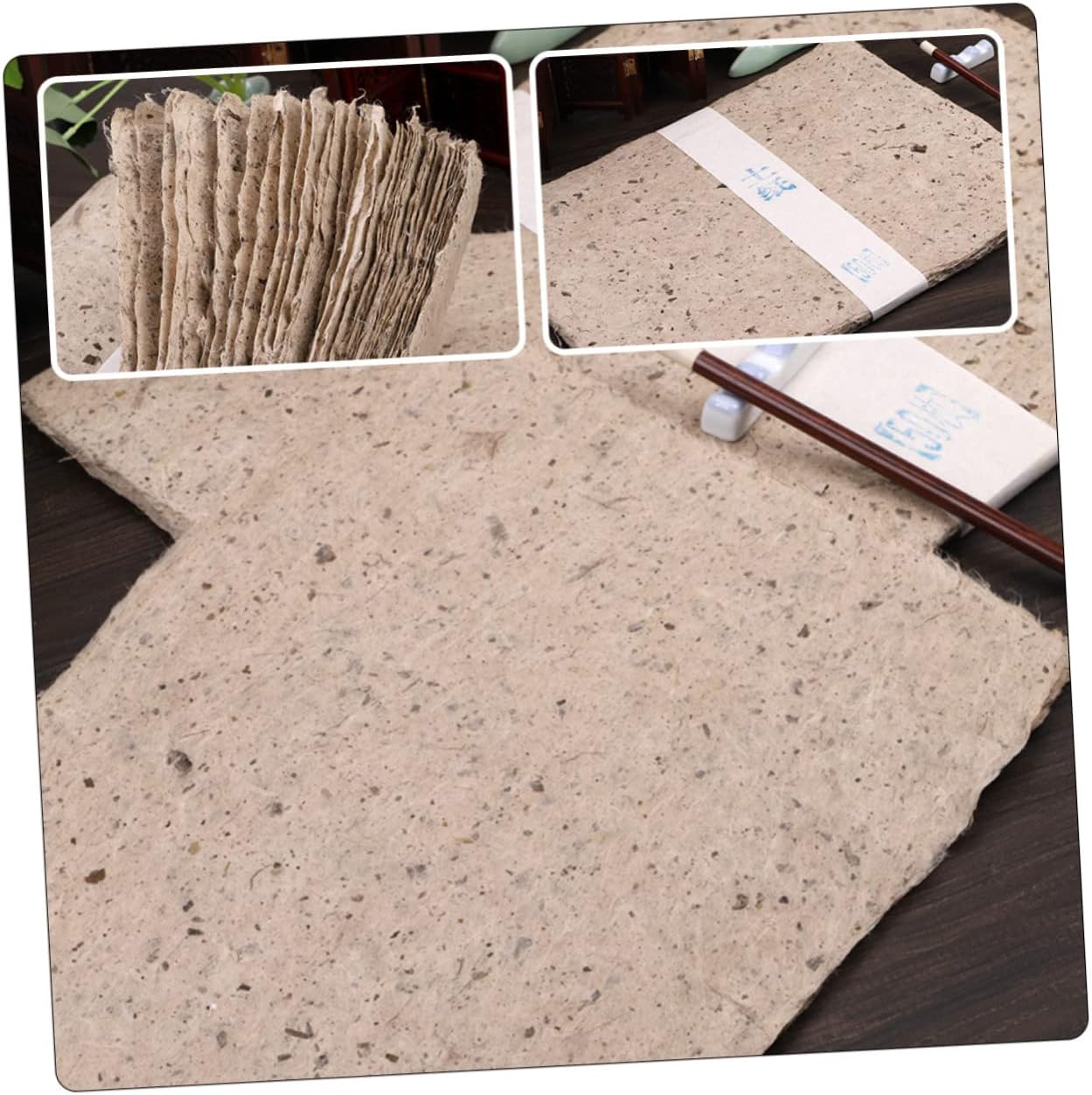 KONTONTY 50 Sheets Tan Homemade Craft Paper Bark Paper Sheets for Painting Calligraphy