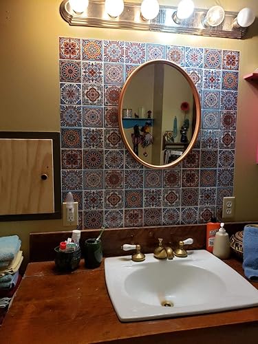 Vista 12 de LONGKING Adhesivos para azulejos en muro, pistacho y azulejos azules para cocina, adhesivos en azulejos de pared (10 hojas) Pistacho y Azul,Azul