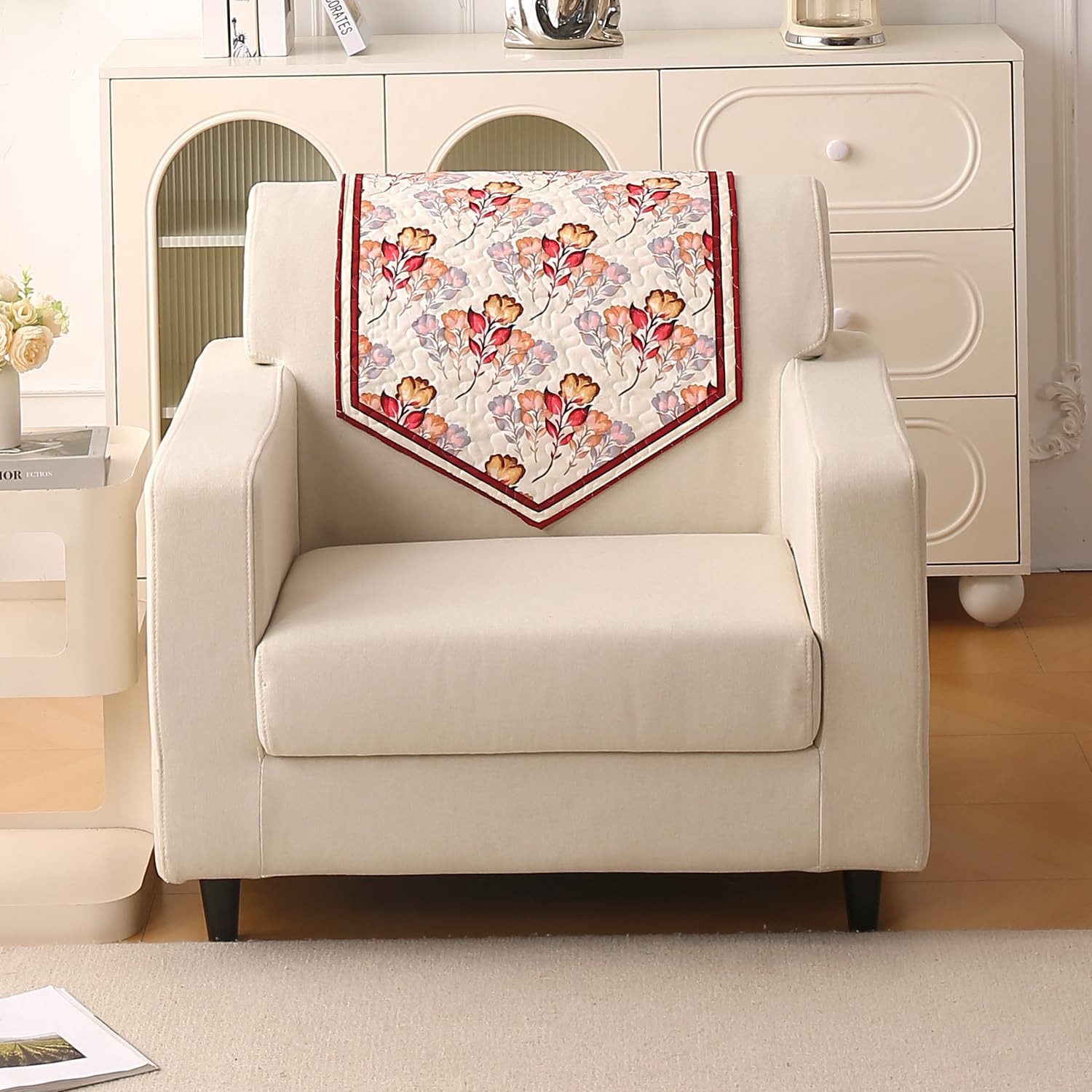 Velvet Sofa Backrest Mat - Pansies Teal -32
