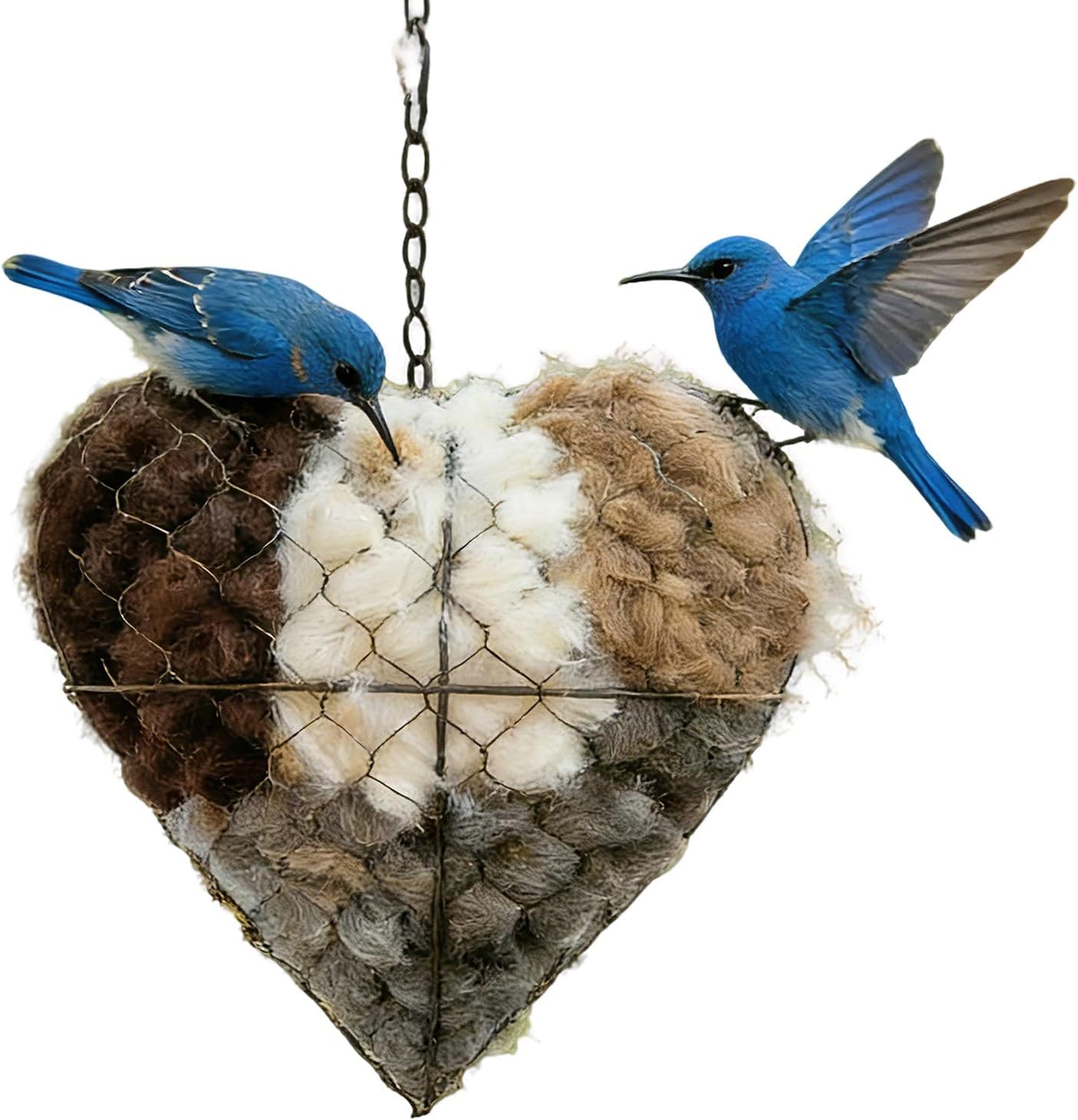 天然繊維ハート形鉄鳥の巣手作り詰め替えネストハート庭野生動物生息地庭の装飾ハチドリの巣の家