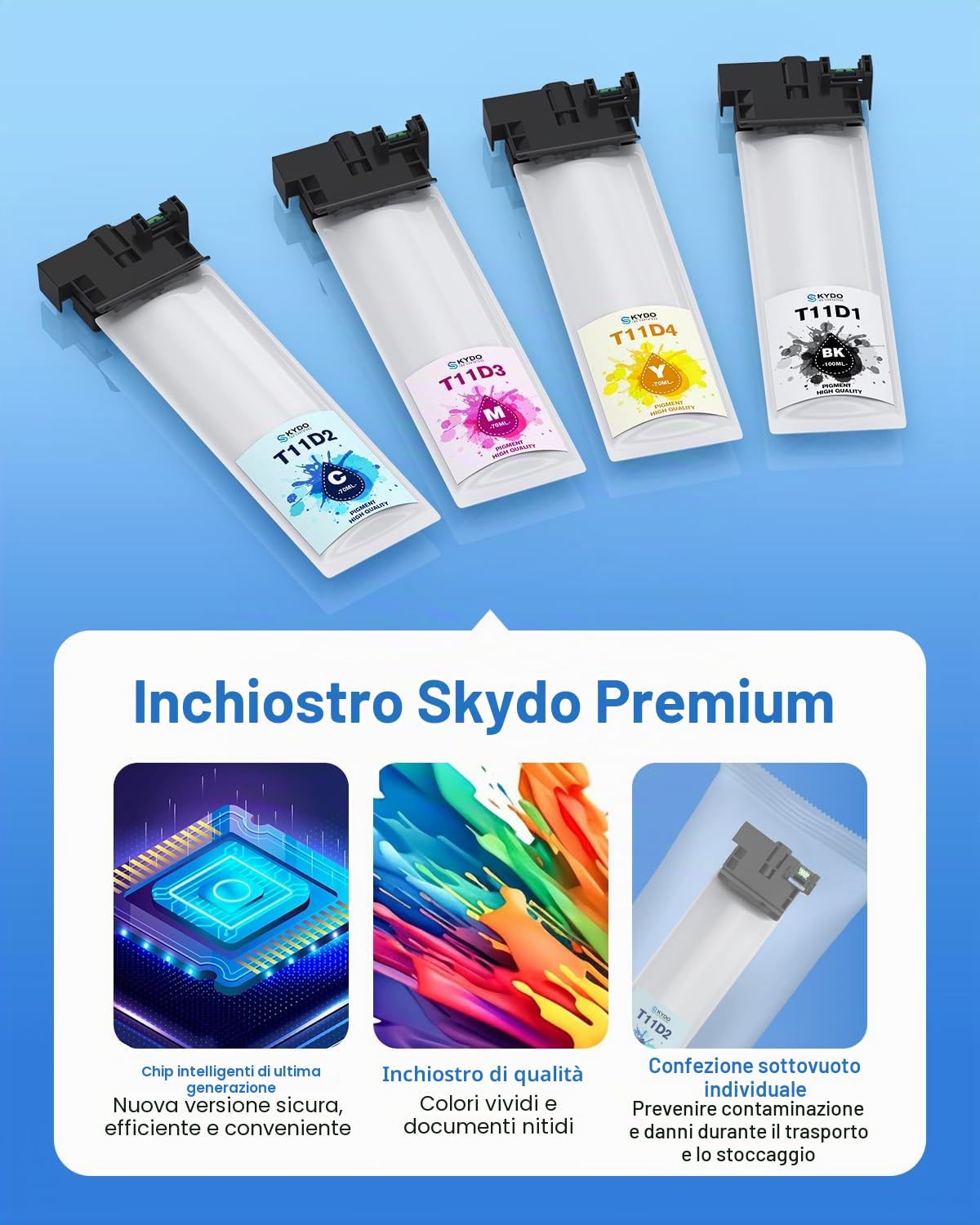 Skydo Cartucce d'inchiostro T11D ad alta capacità, compatibili con Epson T11D1, T11D2, T11D3, T11D4 per Workforce-Pro WF-C5390DN, WF-C5390DW, WF-C5390DW BAM, WF-C5890DW, WF-C5890DWF BAM